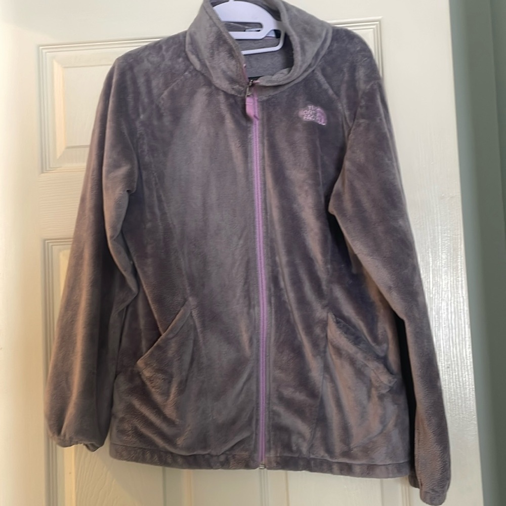The North Face Girl's Gray Monkey Fleece Full Zip Jacket size XL 18